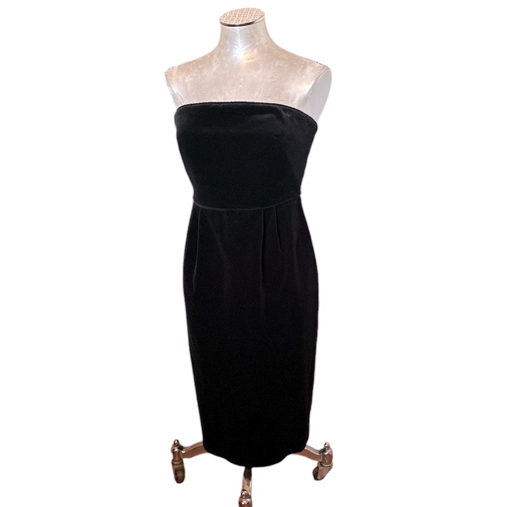 JCrew Women’s Black Velvet Strapless Midi Dress like new size 10